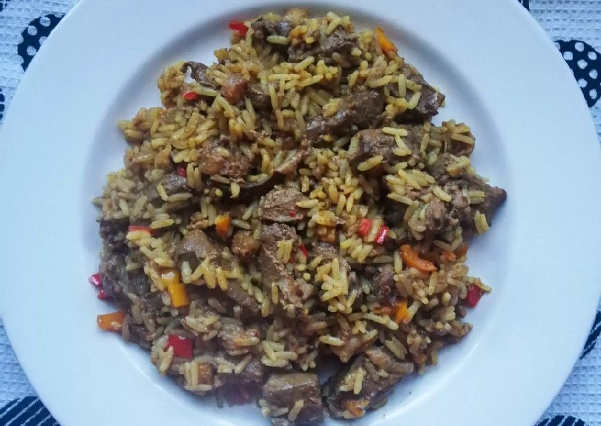 Печень с рисом и мандаринами